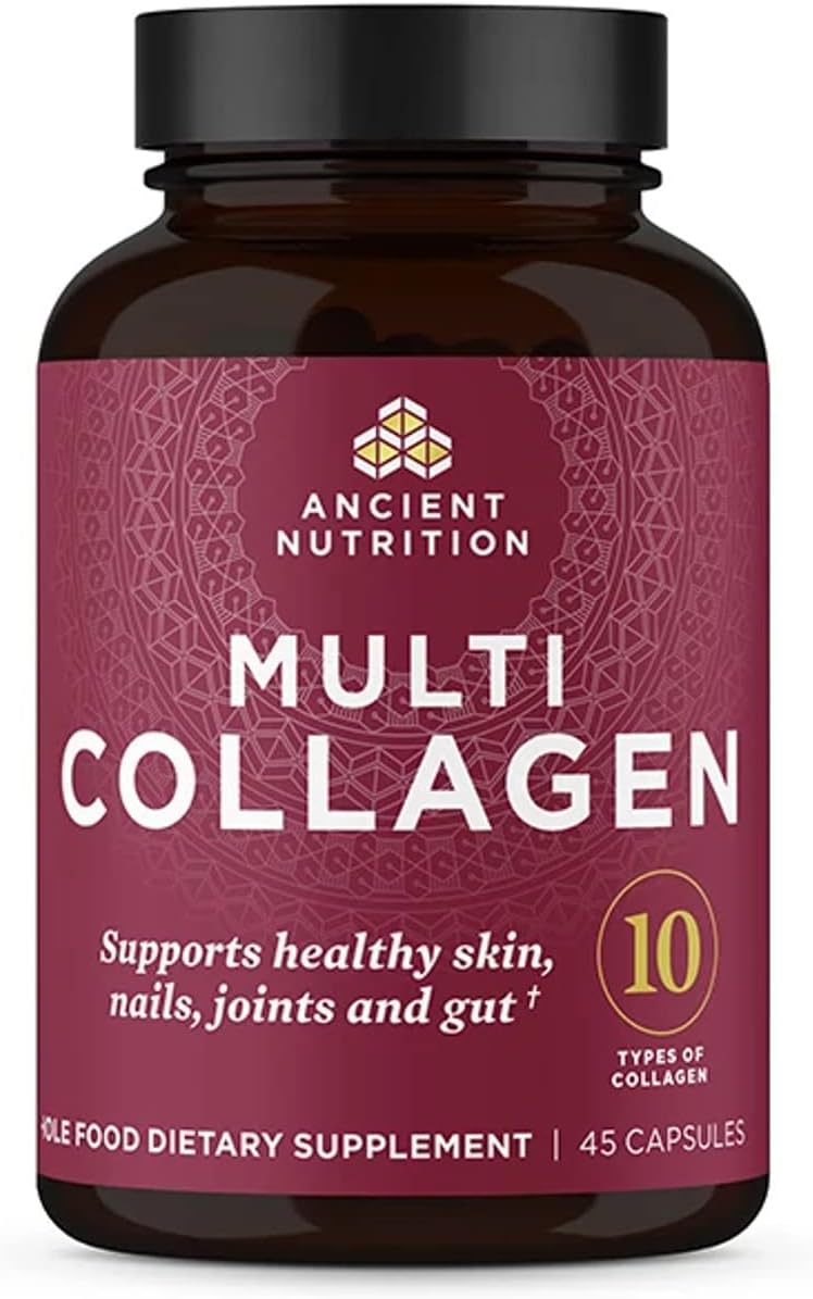 Ancient Nutrition Collagen Capsules, 45 Count, Hydrolysed Multi Collagen, Types I, II, III, V & X, Supports Healthy Skin and Nails, Gut Health and Joint Support - görsel 1