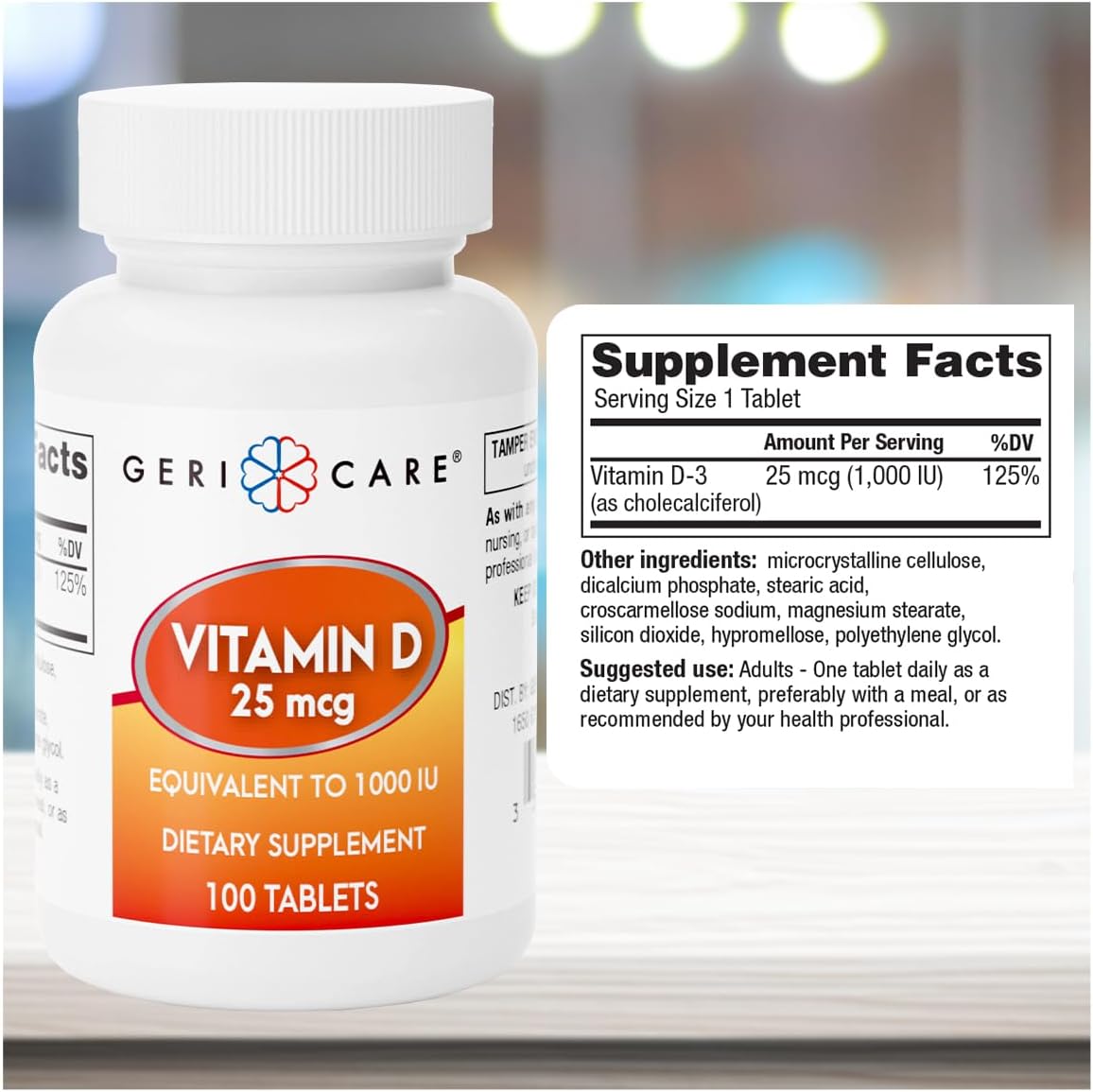 GeriCare Vitamin D 25mcg Tablets, Contributes to Normal Bone Health & Immune Function, Food Supplement, 100 Tablets - görsel 3