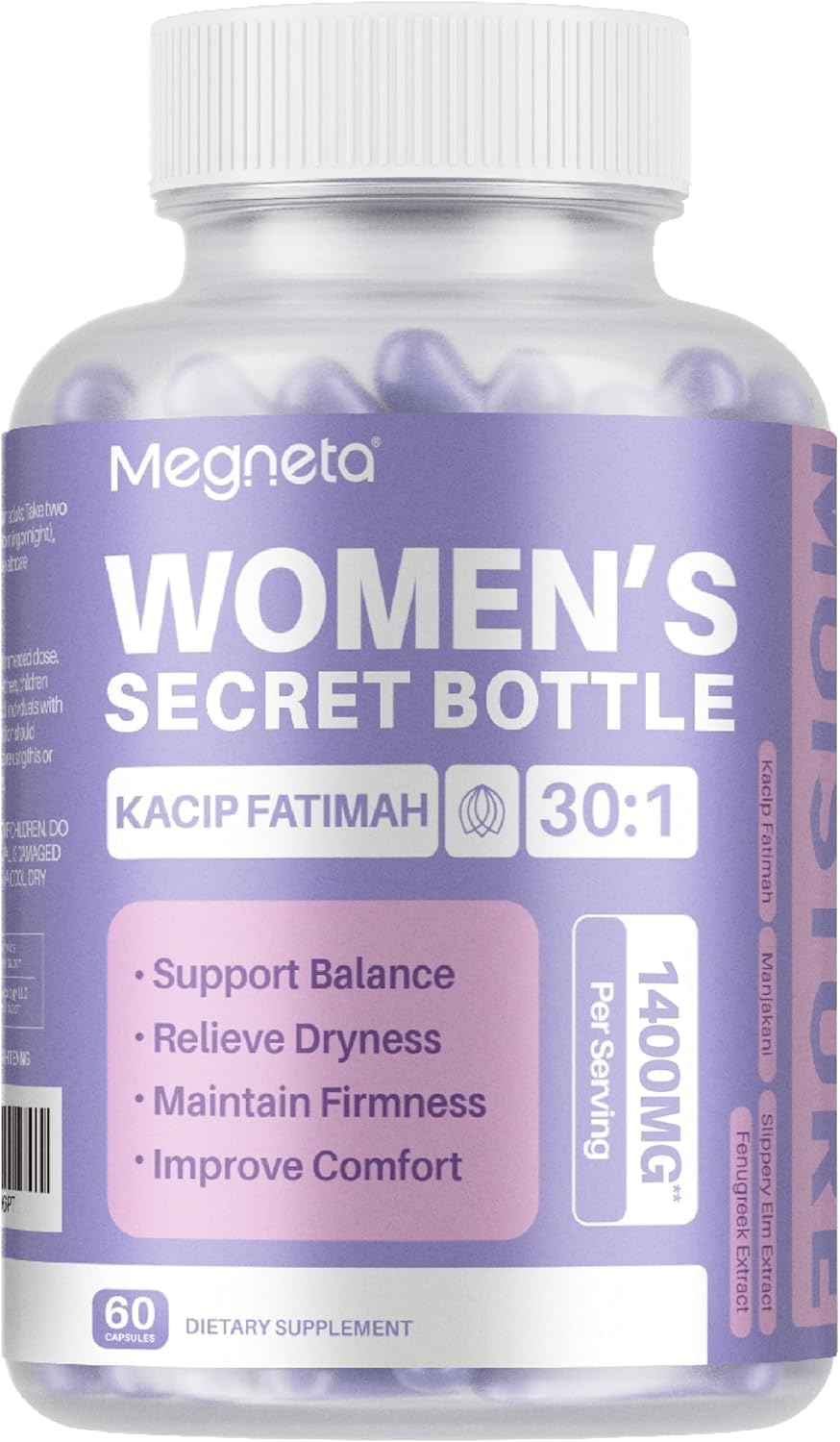 MEGNETA Advanced Feminine Care – Kacip Fatimah, Fenugreek, Slippery Elm, Manjakani – 180 Capsules - görsel 5
