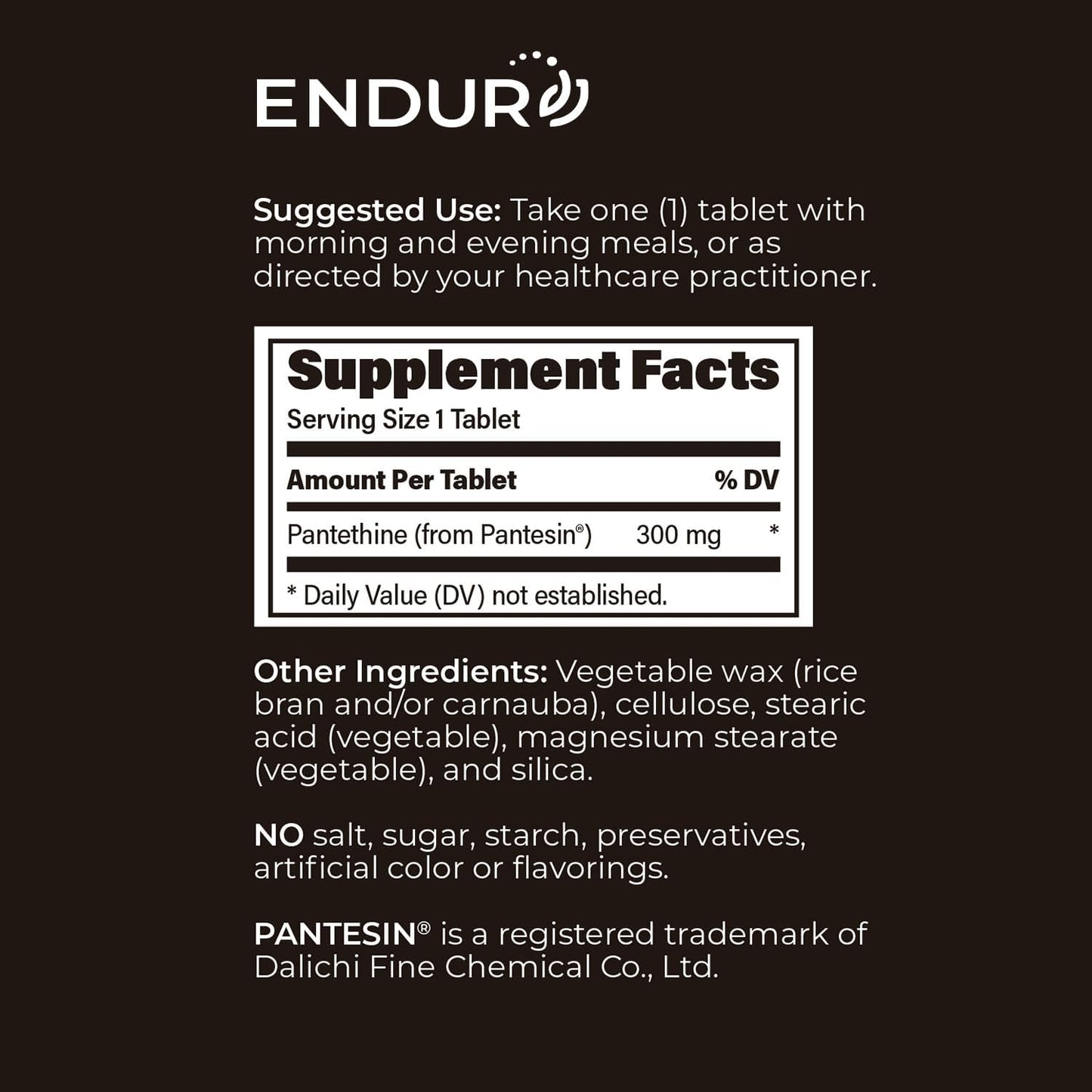 Endur Pantethine from Pantesin – Sustained Release – 300mg, 90 Tablets - görsel 6