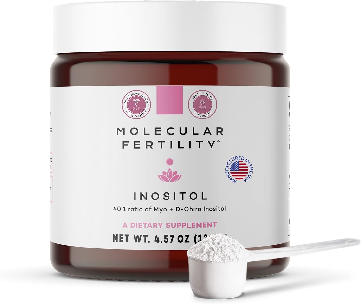 Molecular Fertility Myo-Inositol & D-Chiro Inositol Powder - 40:1 Ratio, Unflavoured, 130g - görsel 1