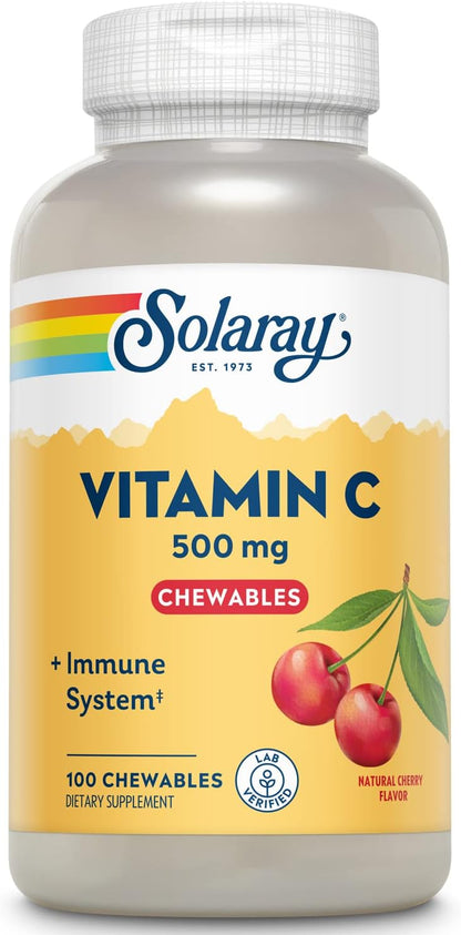 SOLARAY Chewable Vitamin C 500 mg - Natural Cherry Flavour, 100 Chewables