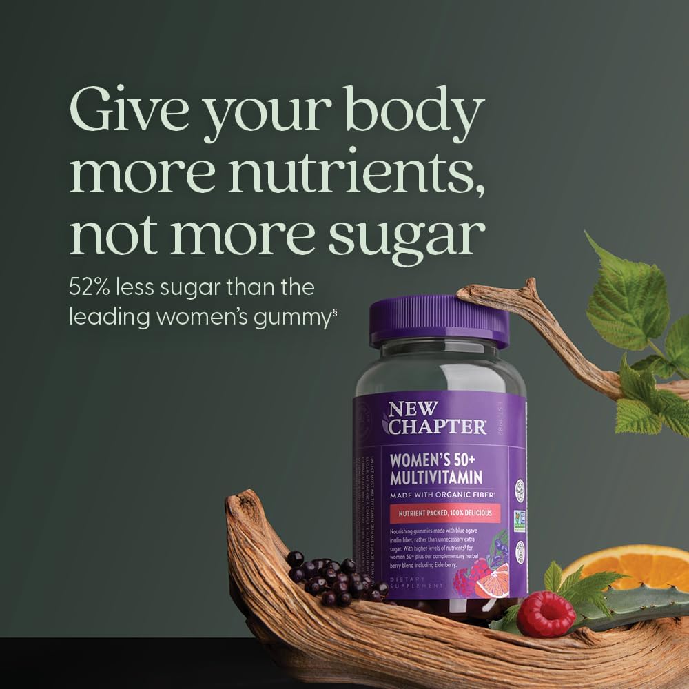 New Chapter Women’s 50+ Multivitamin Gummies, 52% Less Sugar – Berry Citrus, 90 Count - görsel 4