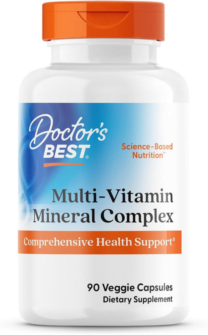 Doctor's Best Multivitamin Mineral Complex - Daily Vegan Multivitamin for Women & Men, Vitamins A, C, D3, E, K2, Riboflavin, & Niacin, Health Support Supplement for Adults, Non-GM, Gluten-Free - 90 Veg Capsules