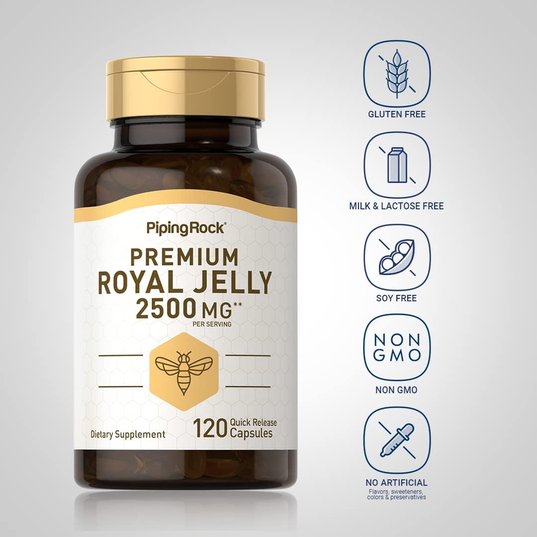 Piping Rock Royal Jelly Capsules | 120 Capsules | Non-GMO, Gluten-free Supplement - görsel 3