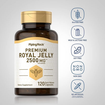 Piping Rock Royal Jelly Capsules | 120 Capsules | Non-GMO, Gluten-free Supplement
