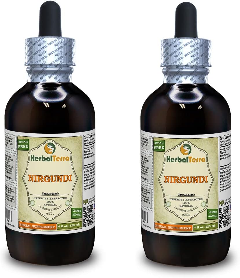 HerbalTerra Nirgundi (Vitex Negundo) Dried Leaf Liquid Extract, 2 x 118 ml - görsel 1