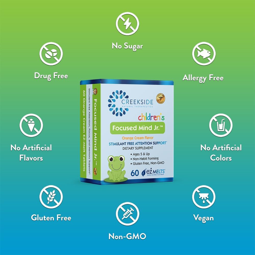 Focused Mind Jr. – Cognitive Support for Children, Paediatrician Formulated, Stimulant-Free with Inositol & DMAE, Sugar-Free, Vegan, 60 EZ Melt Tablets - görsel 5