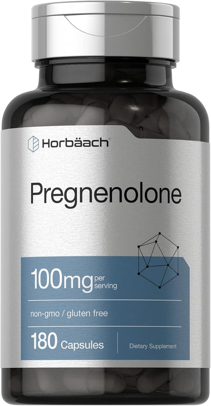 Horbäach Pregnenolone Supplement, 100 mg, 180 Quick-Release Capsules – Non-GM & Gluten-Free