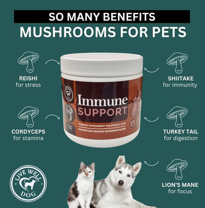 Live Well Dog Mushroom Blend Powder Food Topper 6.35oz (300g)