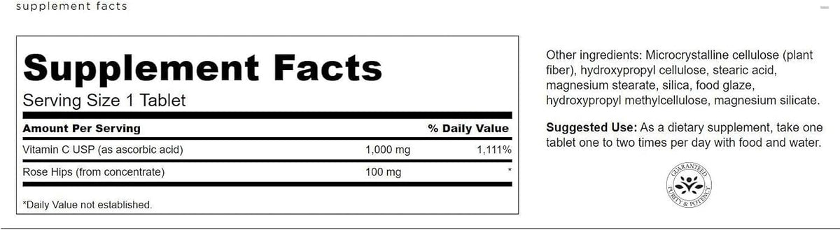 Swanson Vitamin C with Rose Hips - 1000 mg, 250 Tablets (2 Pack) - görsel 2