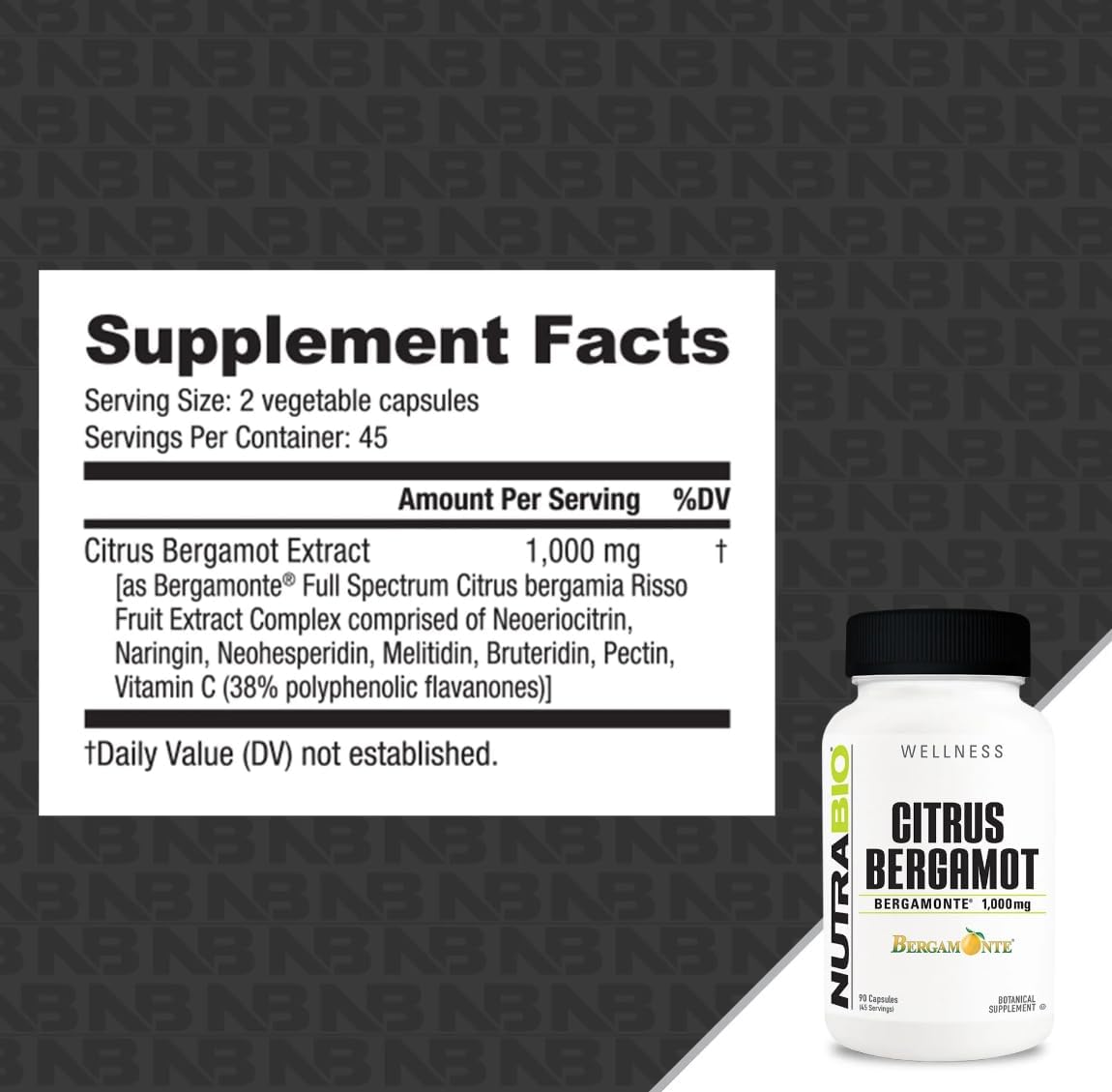 NutraBio Citrus Bergamot Bergamonte® Extract Supplement – 1000mg per Serving – 90 Capsules - görsel 2