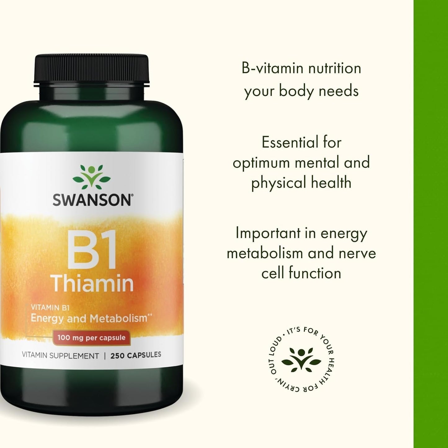 Swanson Vitamin B1 (Thiamine) 100 mg, 250 Capsules - görsel 4