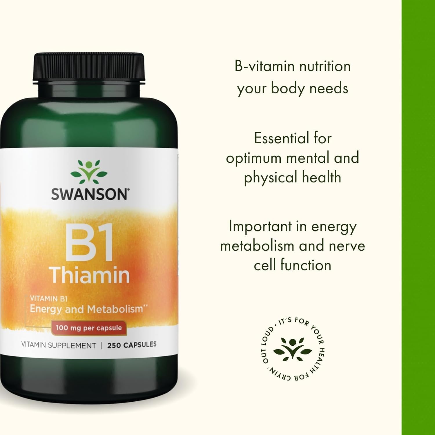 Swanson Vitamin B1 (Thiamine) 100 mg, 250 Capsules - görsel 4