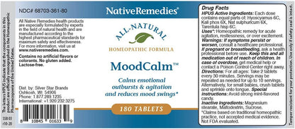 Native Remedies MoodCalm – Homeopathic Formula for Emotional Balance – 180 Tablets