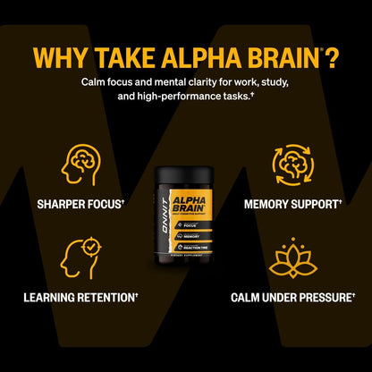 ONNIT Alpha Brain Nootropic Brain Supplement for Focus, Memory, Mental Clarity, Cognitive Support with L-Theanine and Vitamin B6, 30 Capsules