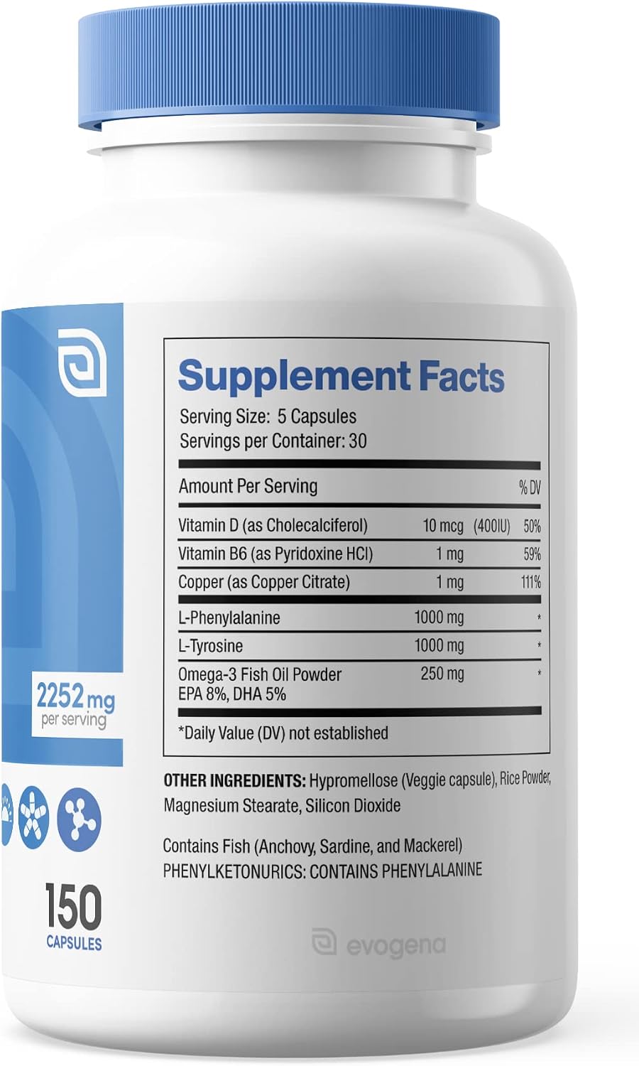 Evogena Dermatin - Skin Health Supplement with L-Phenylalanine, Omega-3, Vitamin D, B6, and Copper - görsel 5