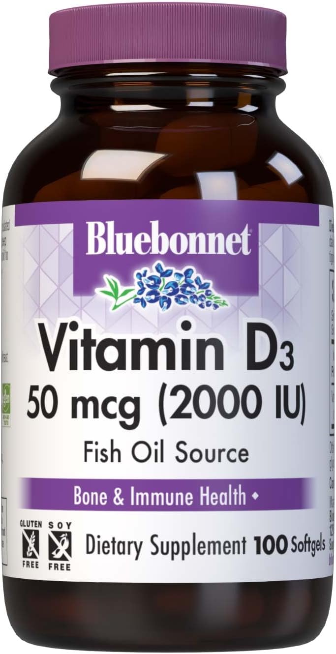 BlueBonnet Vitamin D3 2000 IU – 100 Softgels (Cholecalciferol from Deep Sea Fish Oil) - görsel 1