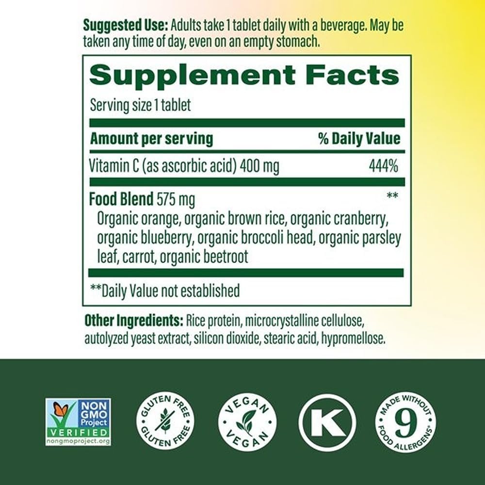 MegaFood Ultra C 400 mg – Vegan Vitamin C Immune Support Supplement with Real Food (60 Tablets) - görsel 2