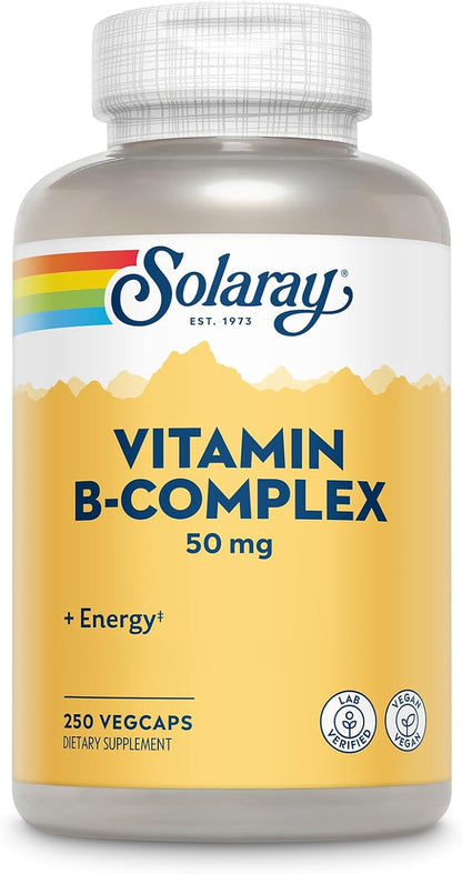 SOLARAY Vitamin B Complex 50 mg – Daily Support for Energy Metabolism & Nervous System – 50 Vegan Capsules