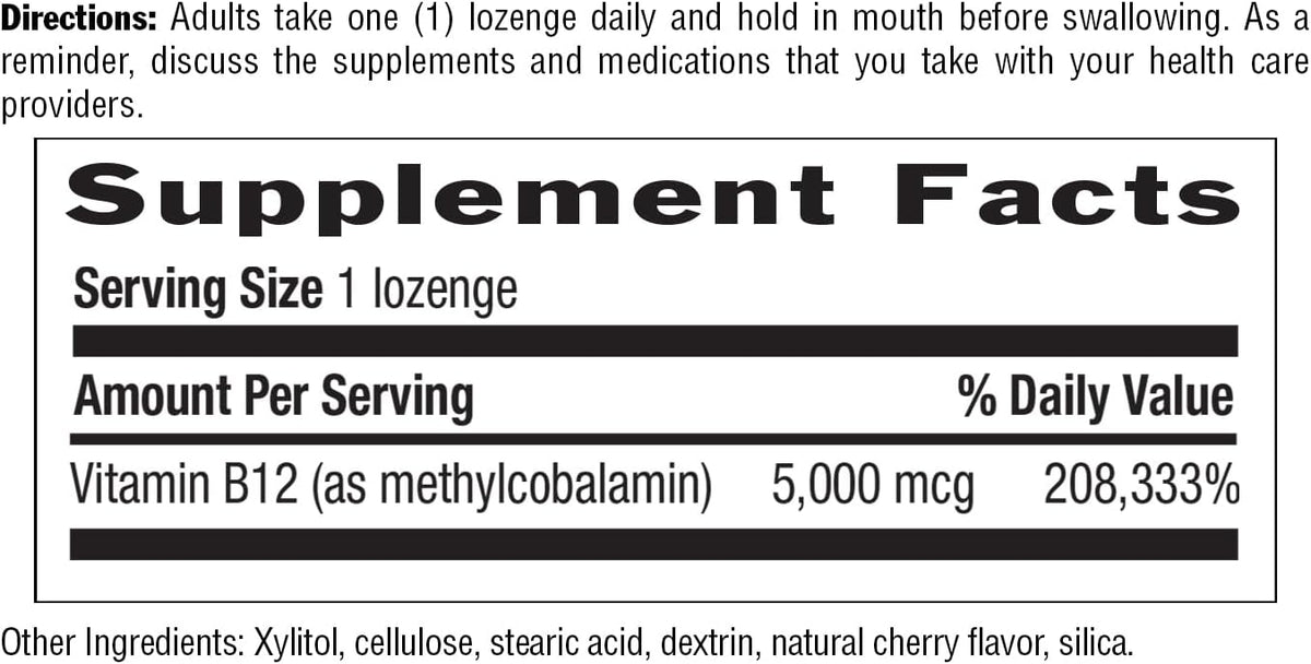 Country Life Methyl B12, Contributes to Energy and Stamina, 5,000mcg, 60 Lozenges, Gluten-free, Vegan, Non-GM Verified - görsel 8