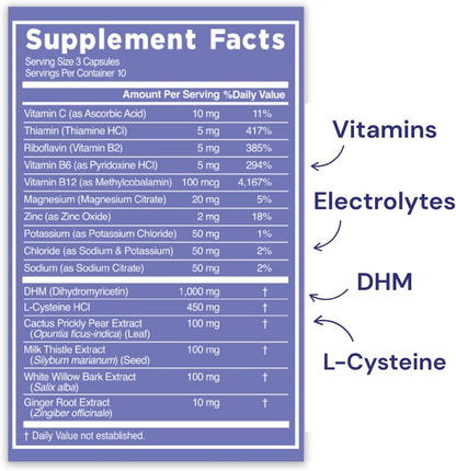 Blowfish Wingman | Supplement with DHM + L-Cysteine + Electrolytes | Feel Better the Morning After | Pre-Alcohol Support