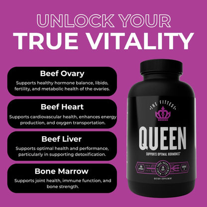 The Fittest Queen Organ Supplement - Hormone and Energy Support, 180 Capsules