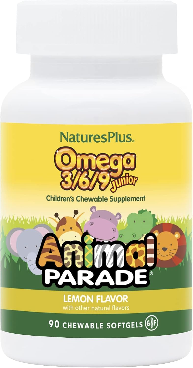 NaturesPlus Animal Parade Omega 3/6/9 Junior, Lemon Flavour - 90 Softgels - görsel 1
