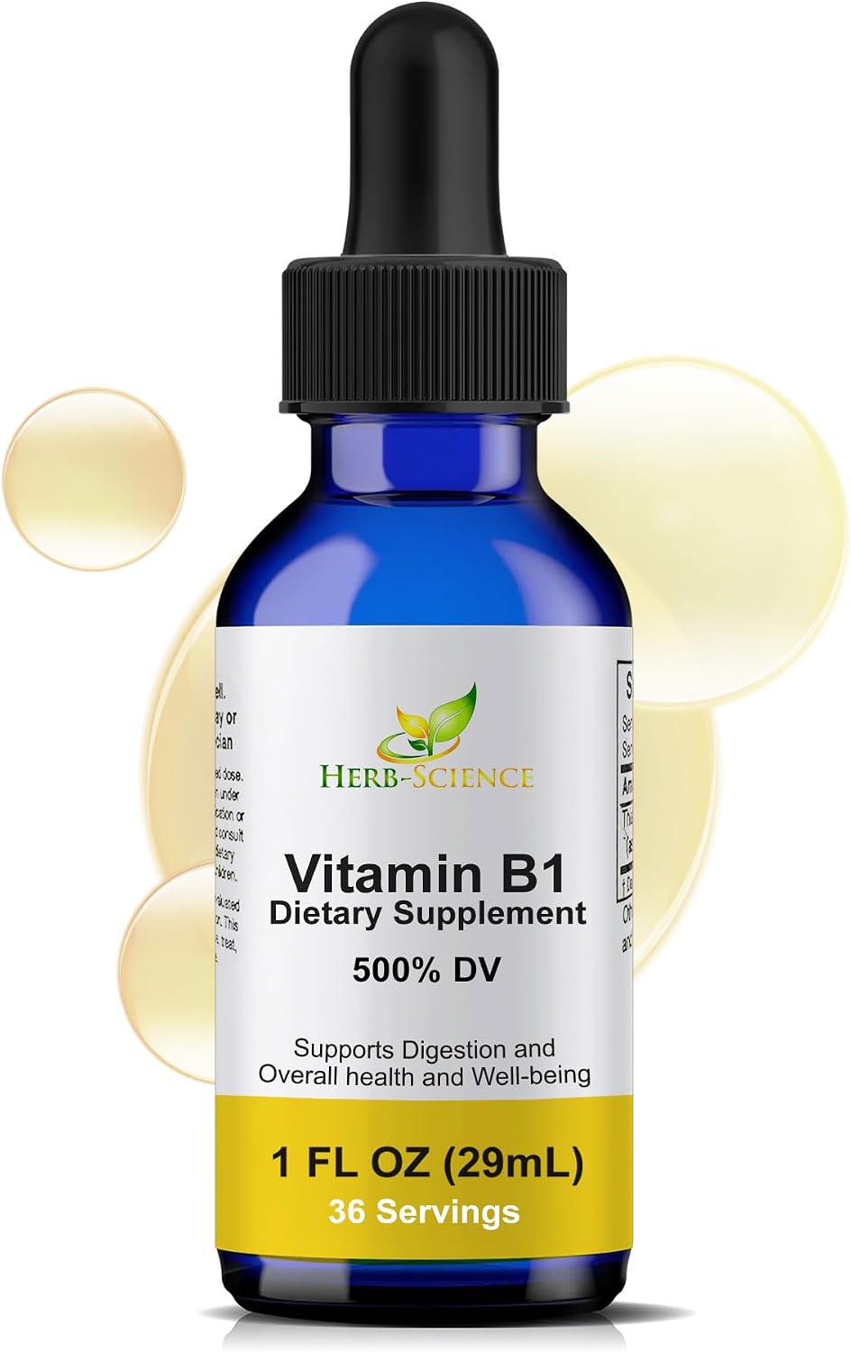 Herb-Science Vitamin B1 Liquid Drops – Thiamine Supplement, High Potency 500% NRV, 36 Servings, 30 ml - görsel 1