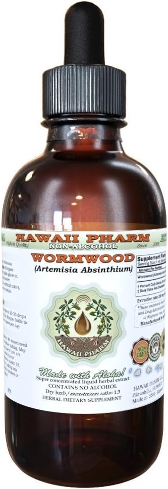 Wormwood Alcohol-Free Liquid Extract, Wormwood (Artemisia Absinthium) Dried Herb Glycerite – 2 fl oz (60 ml) - görsel 1