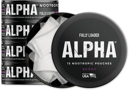 Fully Loaded Bullseye Alpha Nootropic Pouches (Wintergreen, 5 Cans)