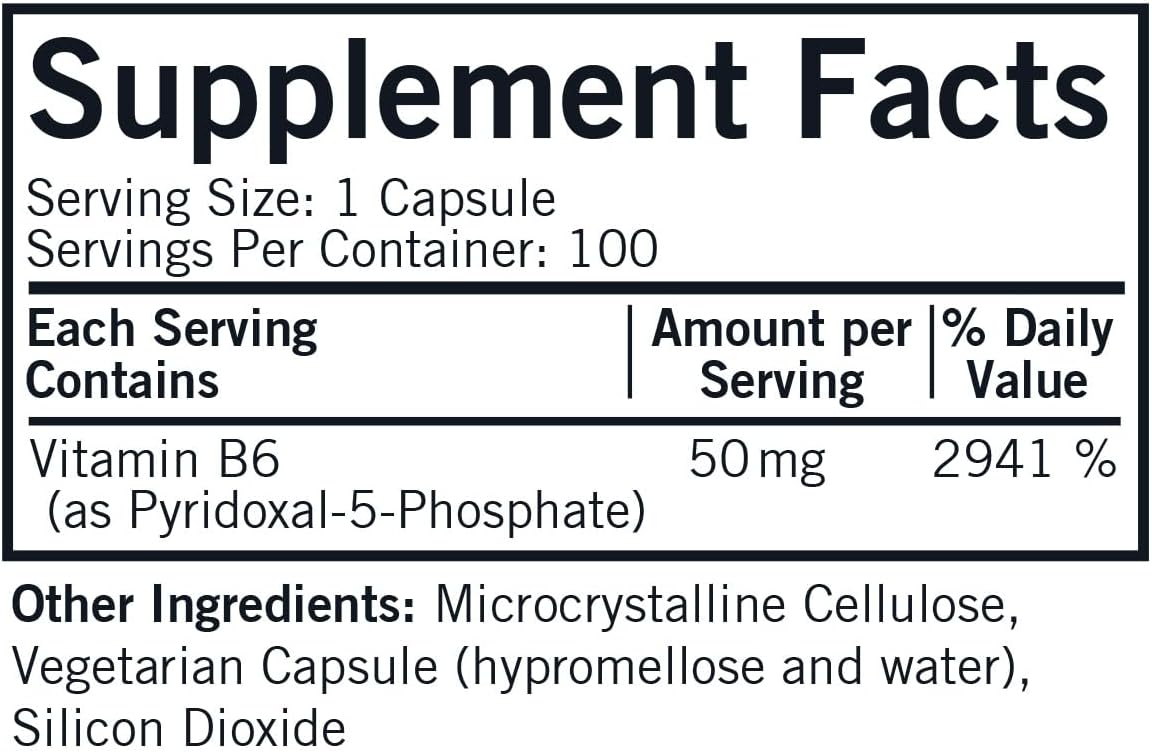 Kirkman – P-5-P (Pyridoxal 5-Phosphate, Vitamin B-6 Metabolite) 50 mg – Hypoallergenic 100 Capsules - görsel 2