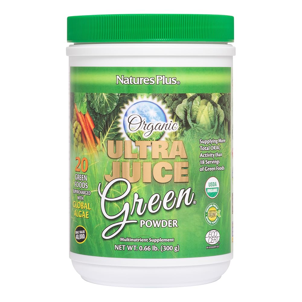 NaturesPlus Ultra Juice Green Drink - Organic Greens Powder, 30 Servings - görsel 1