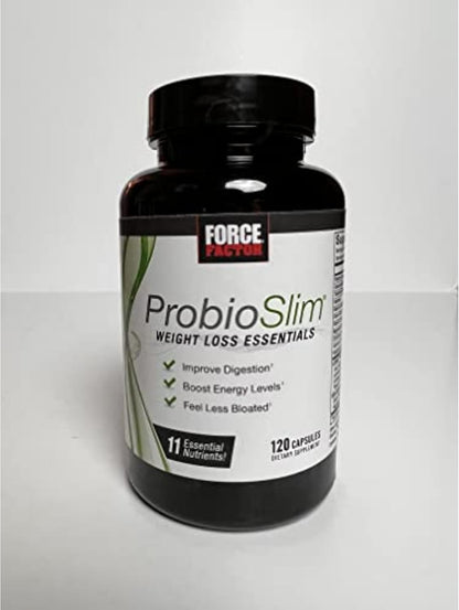 Force Factor ProbioSlim Weight Loss Essentials – Metabolism Support with Probiotics, Prebiotic Fibre & Green Tea Extract, 120 Capsules