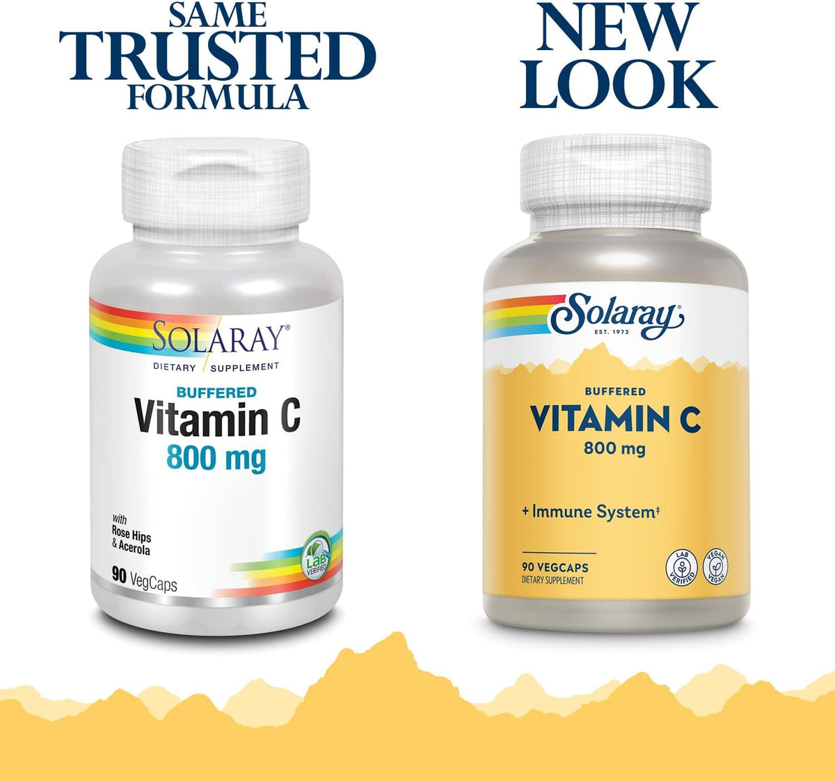Solaray Buffered Vitamin C 800mg with Rose Hips & Acerola - Immune Support, Skin & Bone Health - 90 VegCaps - görsel 2