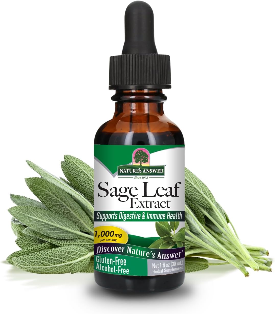 Nature's Answer Alcohol-Free Sage Leaf Liquid Extract, 30ml - görsel 1