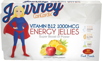 Bariatric Eating Journey 1,000 mcg Vitamin B12 Sugar-Free Energy Jellies Fruit Punch (30 Pack)