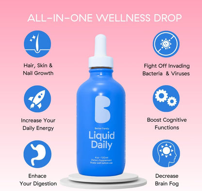 Better Family Liquid Daily Multivitamin - All-in-One Wellness Drop - Methylated Vitamins - 120 ml