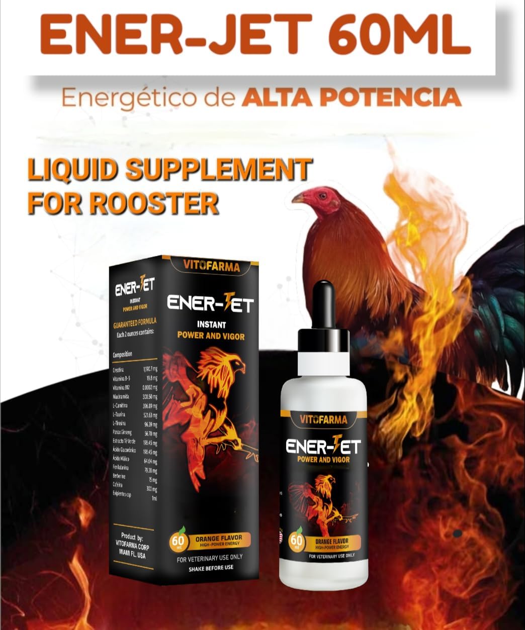 Ener-Jet Energy Booster for Roosters Natural Multivitamin – Liquid 60 ml - görsel 4