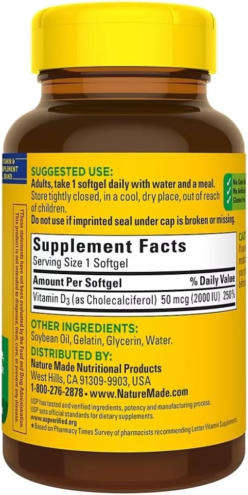 Nature Made Vitamin D3 2000 IU Softgels, 320 Capsules - görsel 2