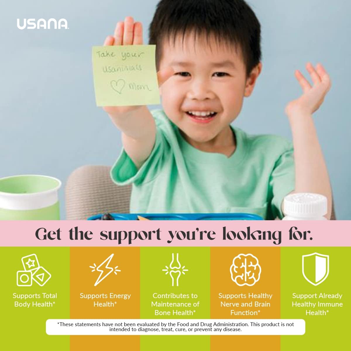 USANA Usanimals Multivitamin for Kids - Daily Chewable Tablets with Vitamins A, C, D, E, B6, B12, Zinc, Iron - Supports Immune & Bone Health - Essential Nutrients for Ages 2-12 - 56 Tablets - görsel 4