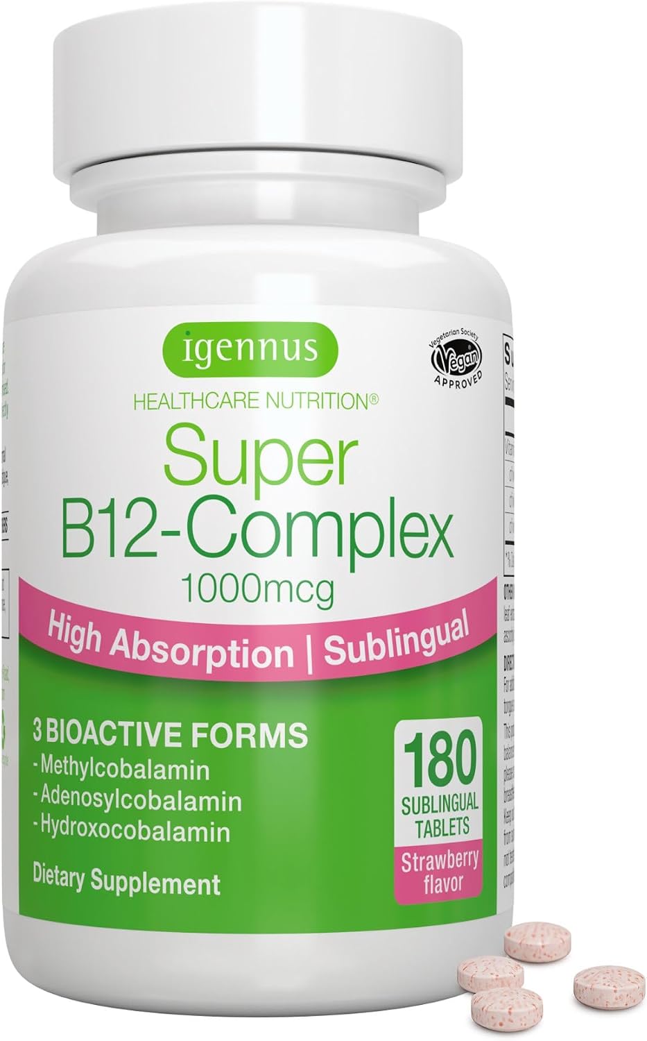 Igennus Sublingual Vitamin B12 Complex 1000mcg - Triple Bioactive B12 - görsel 1