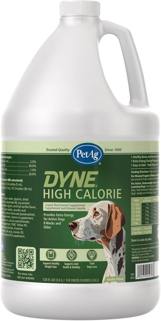 PetAg Dyne High Calorie Liquid Nutritional Supplement for Dogs & Puppies, Sweet Vanilla Flavour (3.79L)