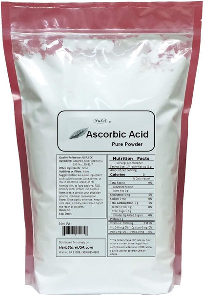 NuSci Ascorbic Acid Nutrition Pure Powder - 1000g (1 kg)