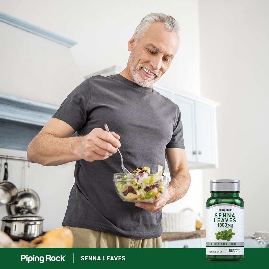 Piping Rock Senna Leaves Capsules, 1800 mg, 100 Quick Release Capsules - görsel 6