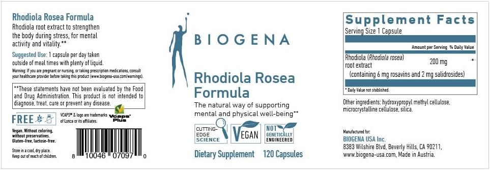 BIOGENA Rhodiola Rosea Formula - Natural Supporter for Body and Mind - görsel 2