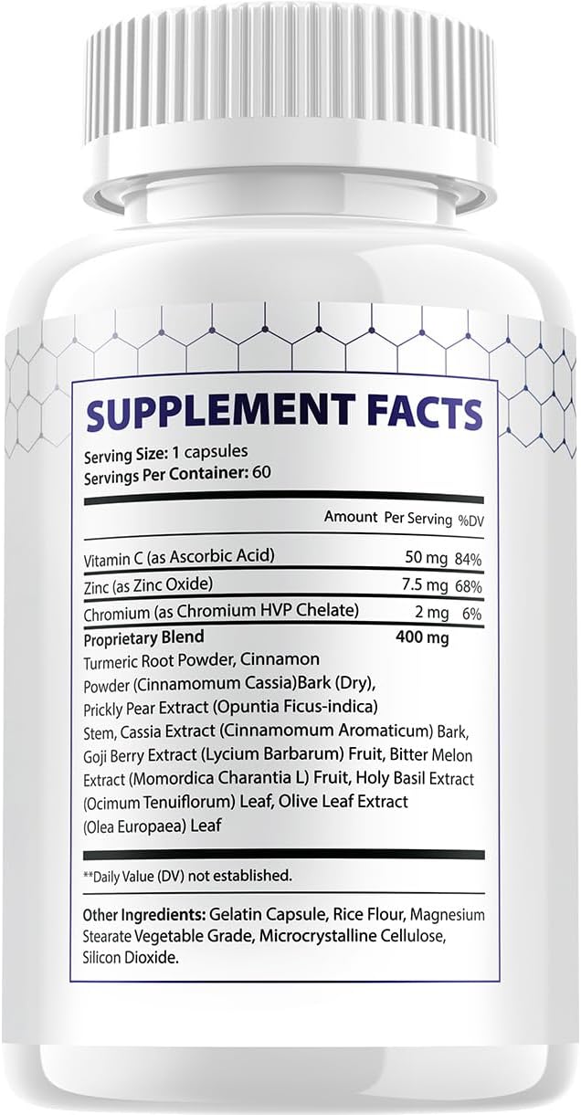Gluctose Capsules – Advanced Supplement, All-Natural Formula to Maintain Healthy Levels, Maximum Strength Formula (5 Pack - 300 Capsules) - görsel 6