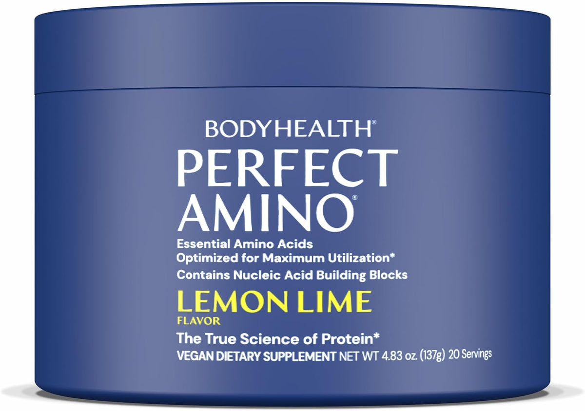 BodyHealth PerfectAmino - BCAA and EAA Powder for Pre and Post Workout - Lemon Lime - 20 Servings - görsel 1