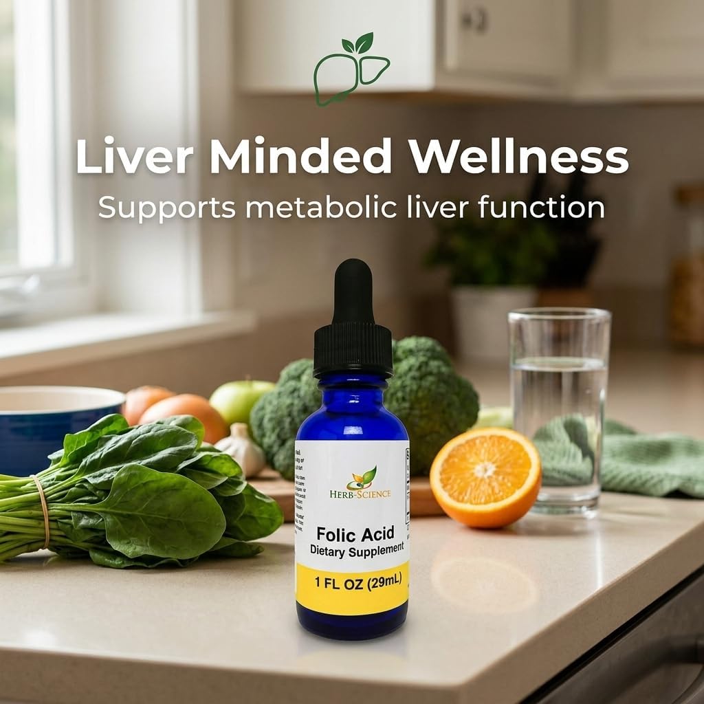 Herb-Science Liquid Vitamin B9 Folic Acid Supplement – Supports Normal Homocysteine Metabolism, Psychological Function & Reduces Tiredness – Vegan, Non-GMO – 30 ml - görsel 7