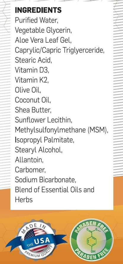 BIOLABS PRO Natural Vitamin D3 10000IU Cream with Vitamin K2 & Olive Leaf Extract